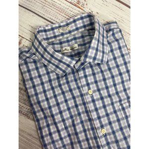 Peter Millar Blue Pink White Plaid‎ Cotton Short Sleeve Shirt sz XXL